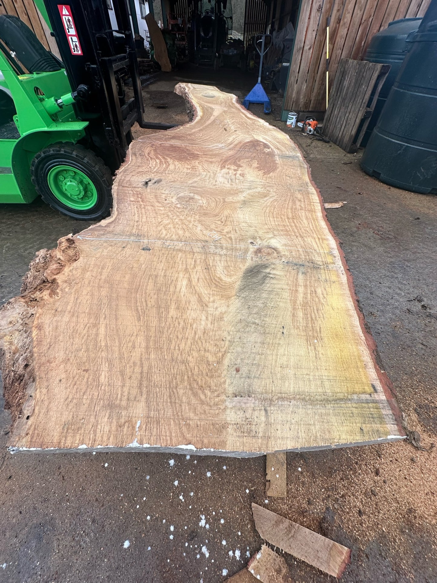 4.86m English Brown Oak Slab. Available March-April, 2024. Item #14.