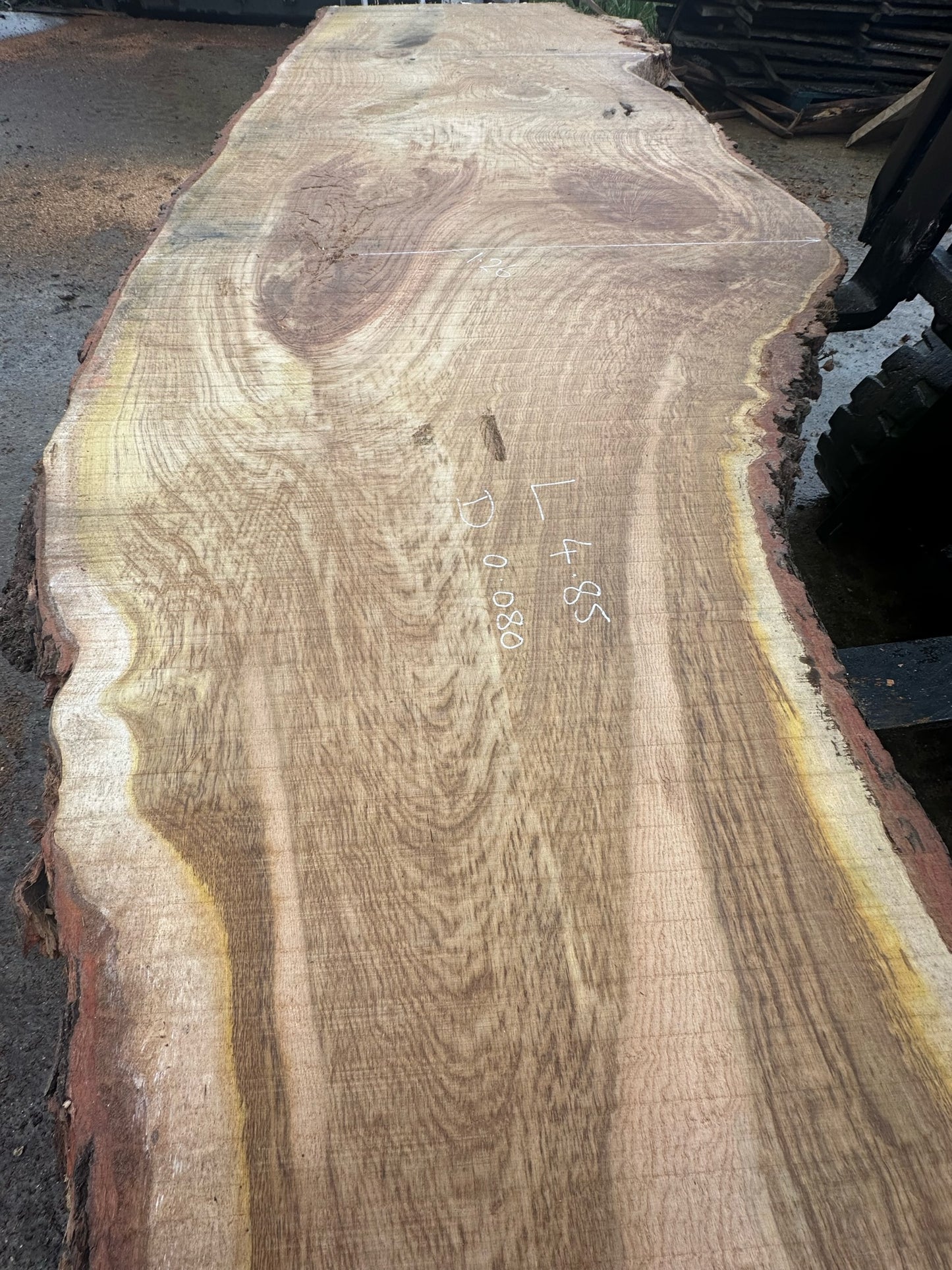4.86m English Brown Oak Slab. Available March-April, 2024. Item #14.