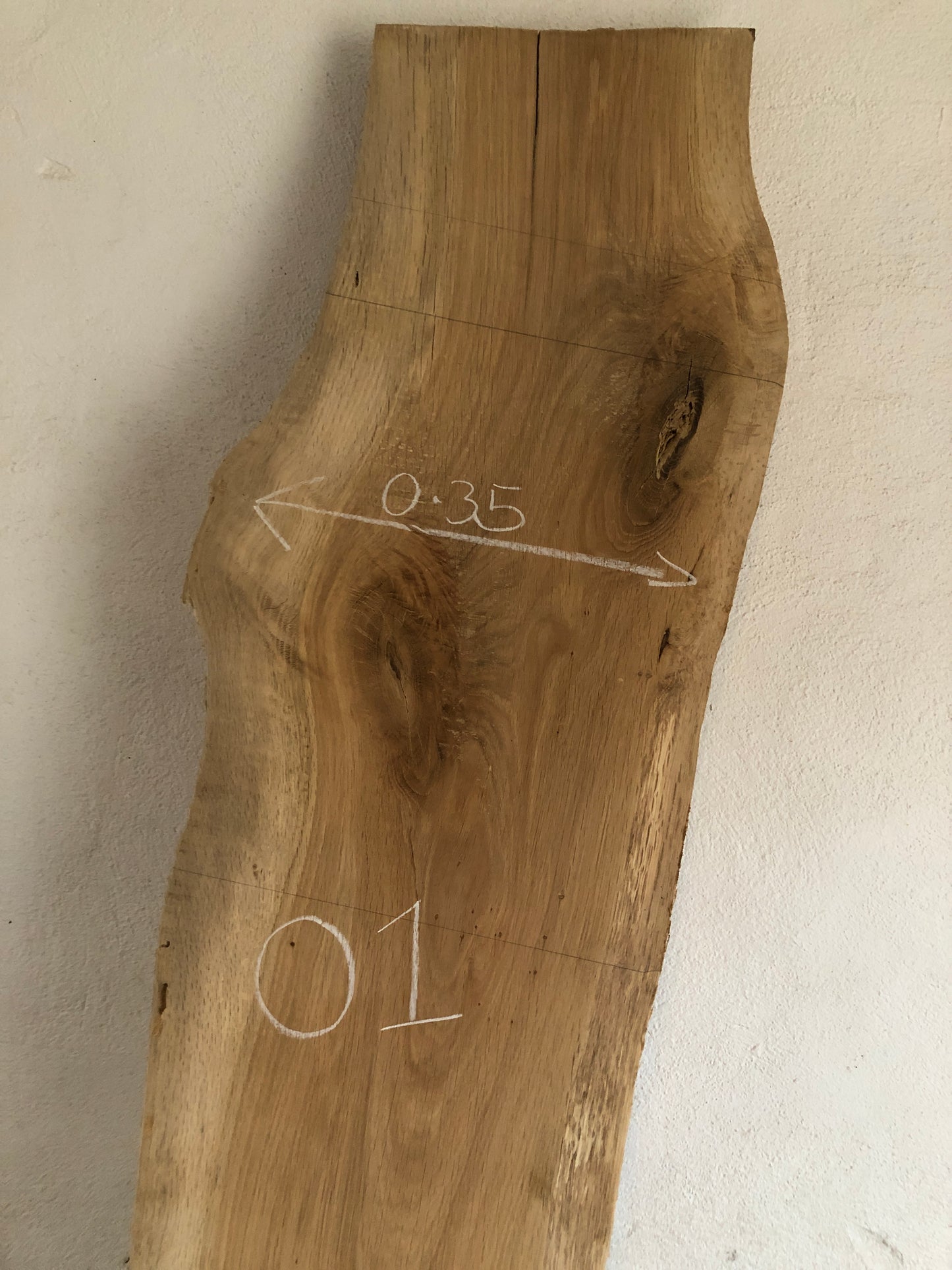2.4m English Oak Board. Kiln dried; planed; thicknessed. Item O1.