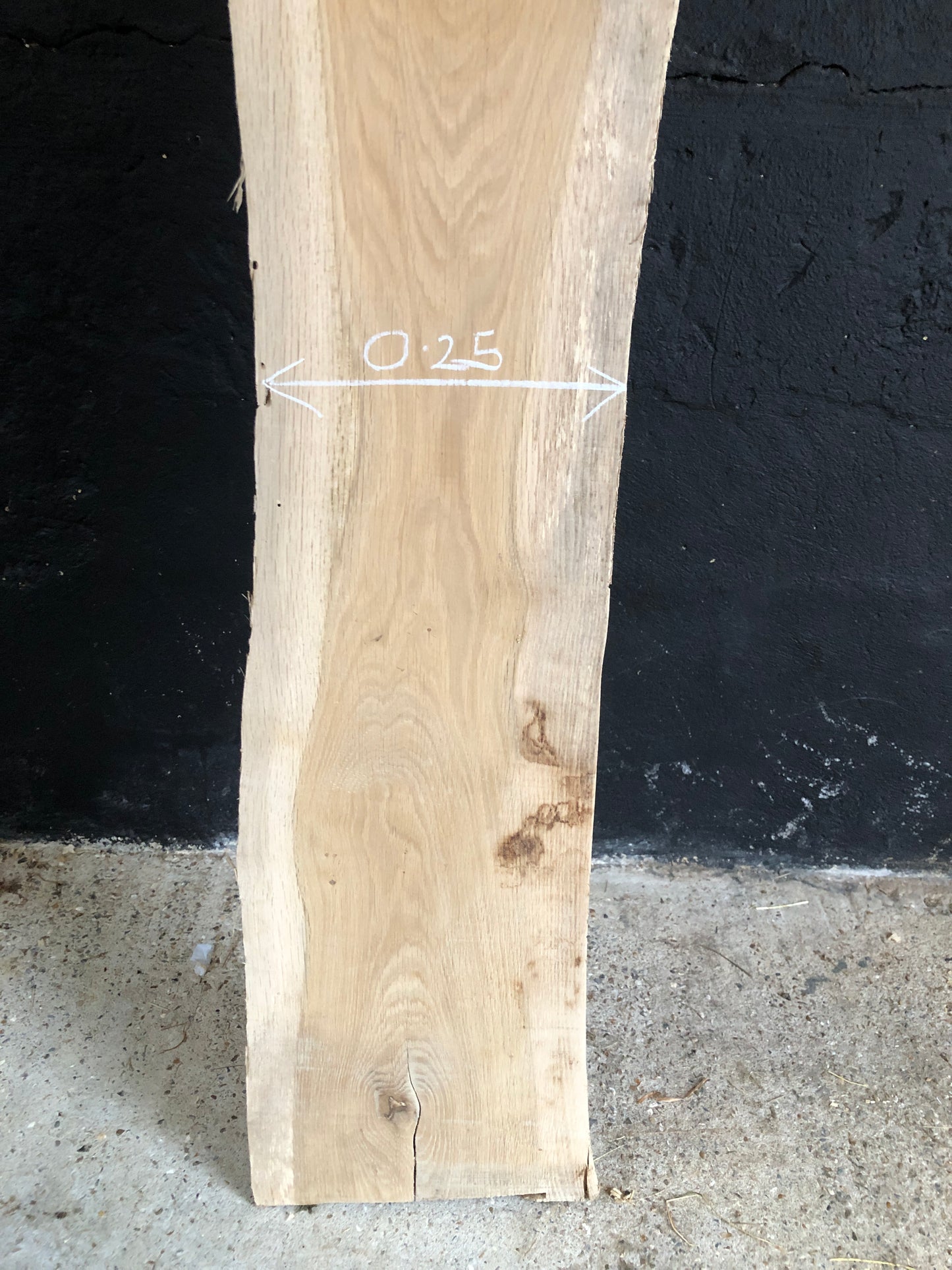 2.4m English Oak Board. Kiln dried; planed; thicknessed. Item O1.
