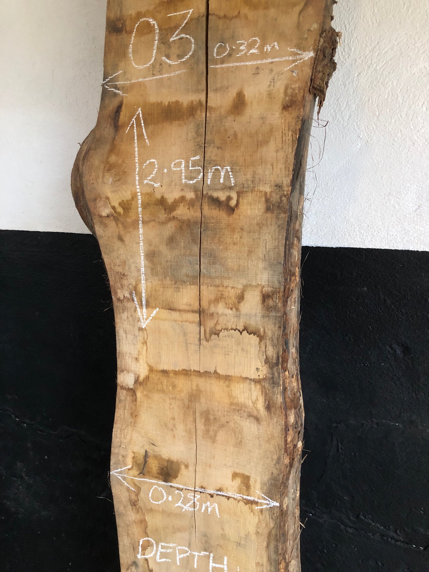 2.95m English Oak kiln dried board/slab. Item O3.