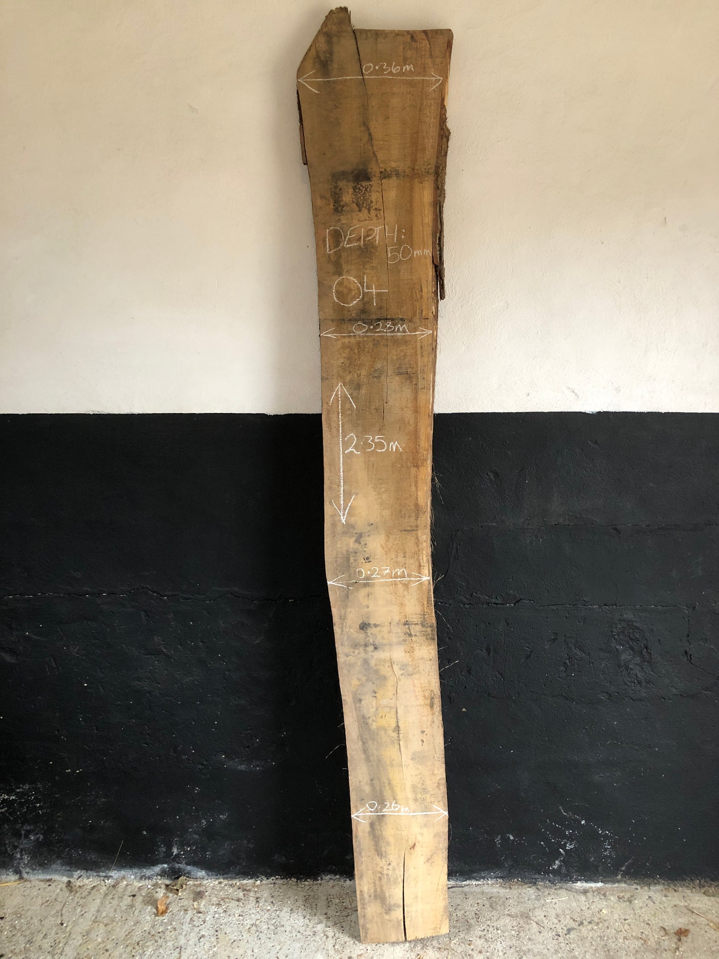 2.35m English Tiger Oak board / slab. Kiln Dried. Item O4.