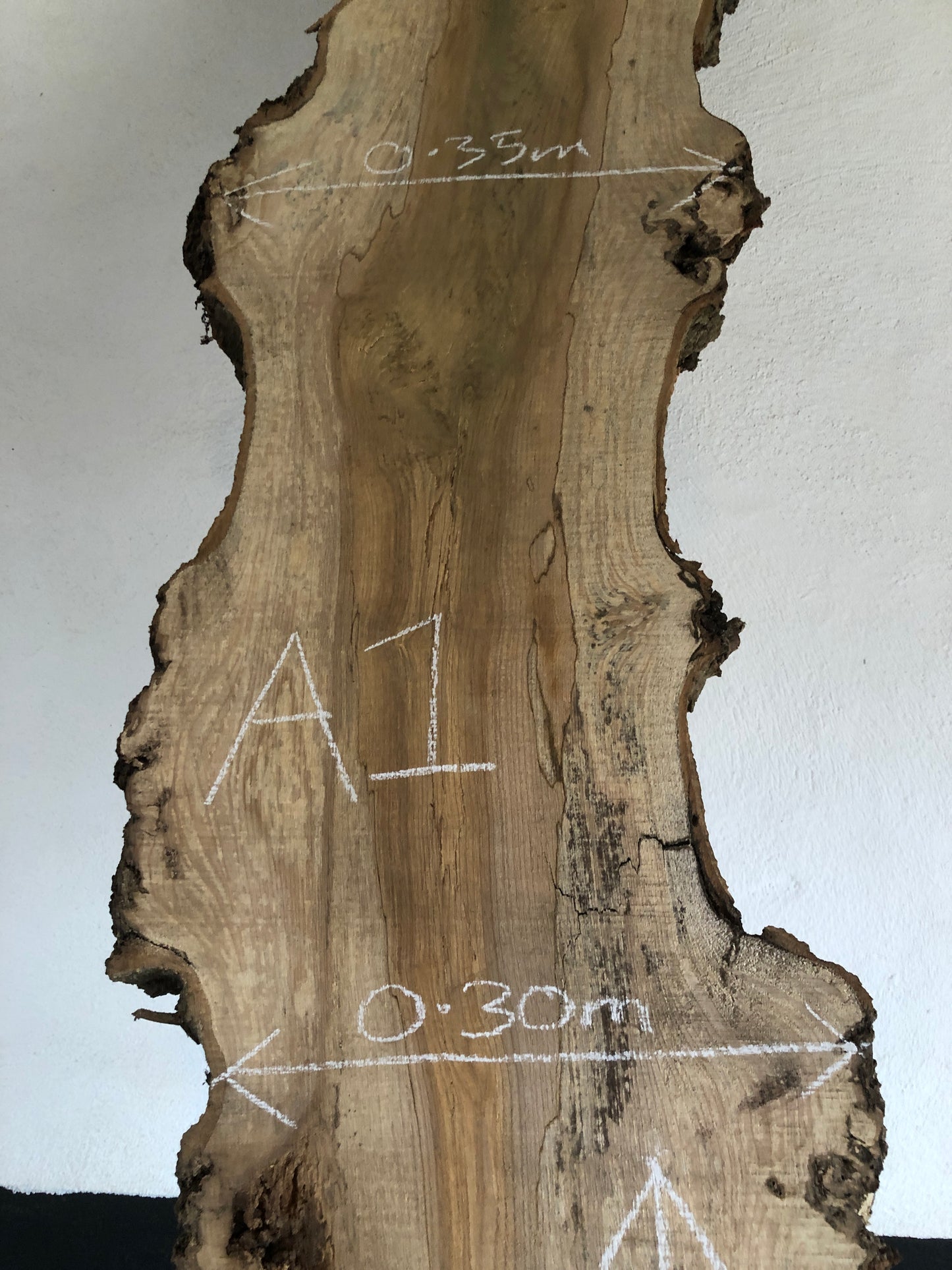 3.05m slim slab / board of spalted English Ash. Item A1.