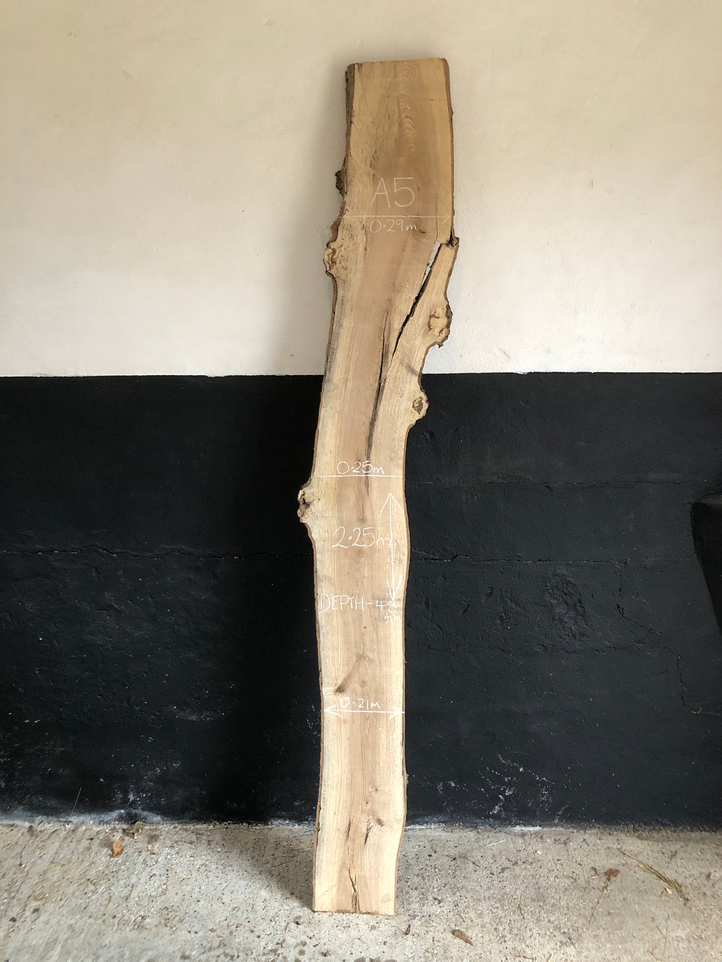 2.25m English Ash slab / board. Light spalting. Item A5.