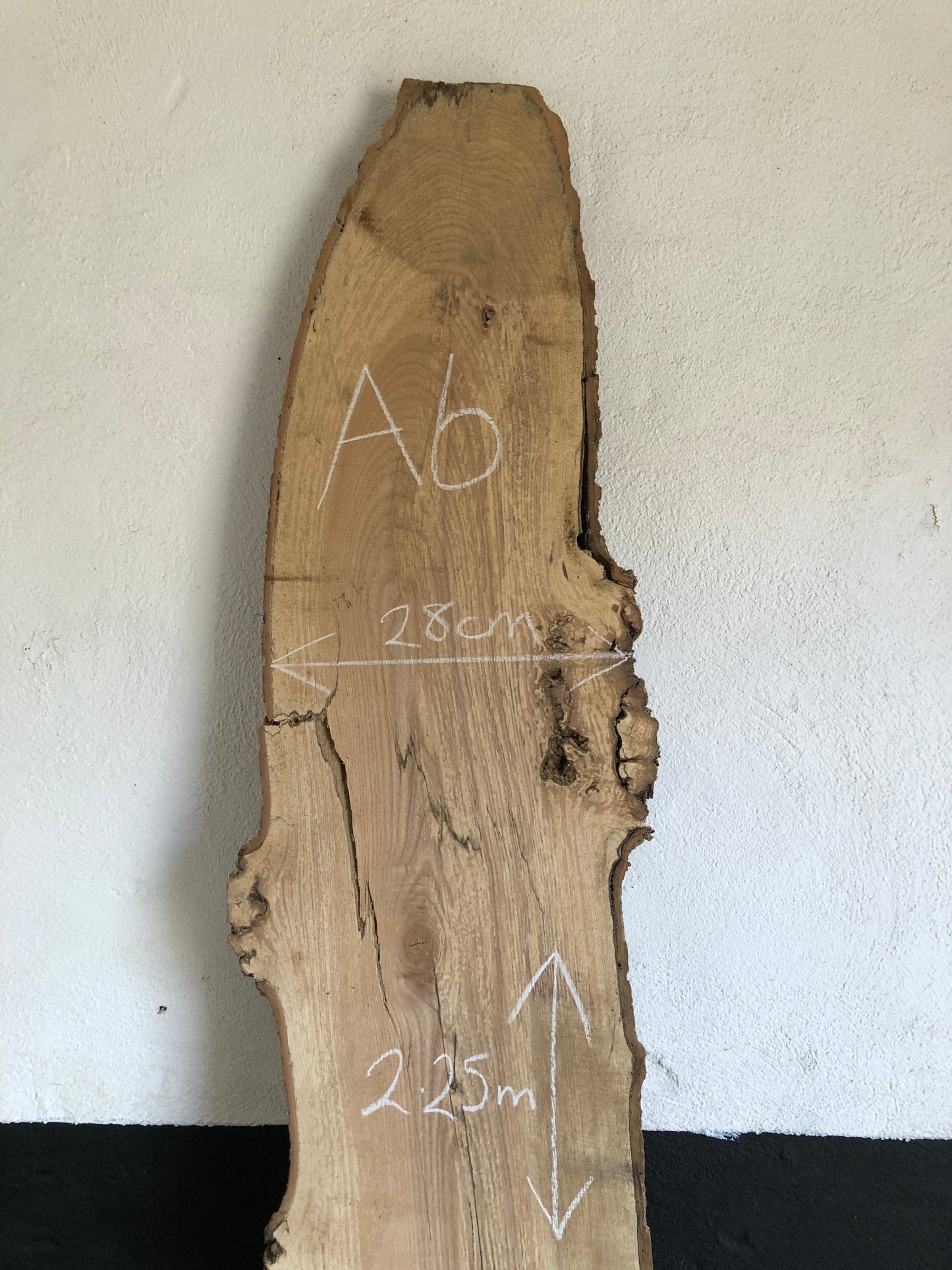 2.25m English ash slab / board. Light spalting. Item A6.