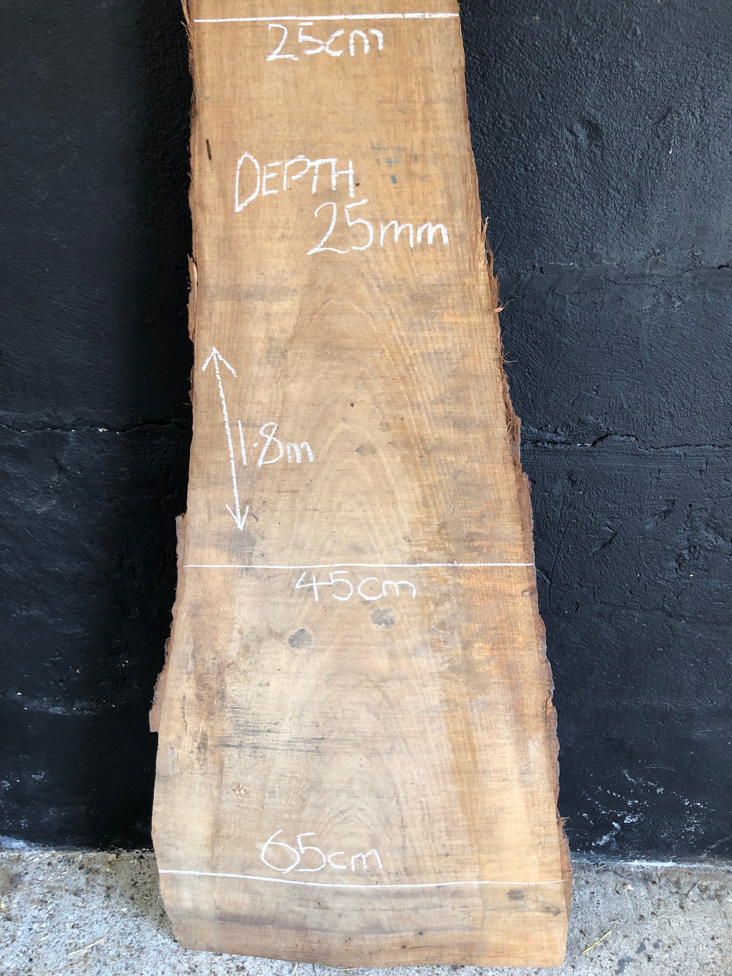 1.8m English oak wedge-slab. Item O14.