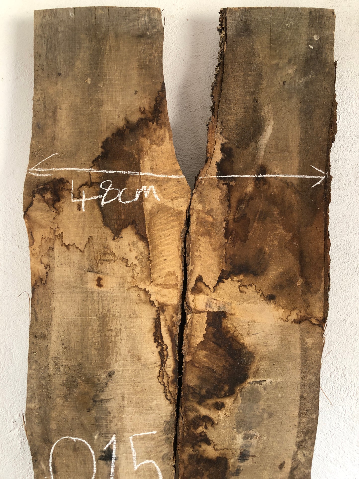 2.52m English oak slab. Kiln dried. Item O15.