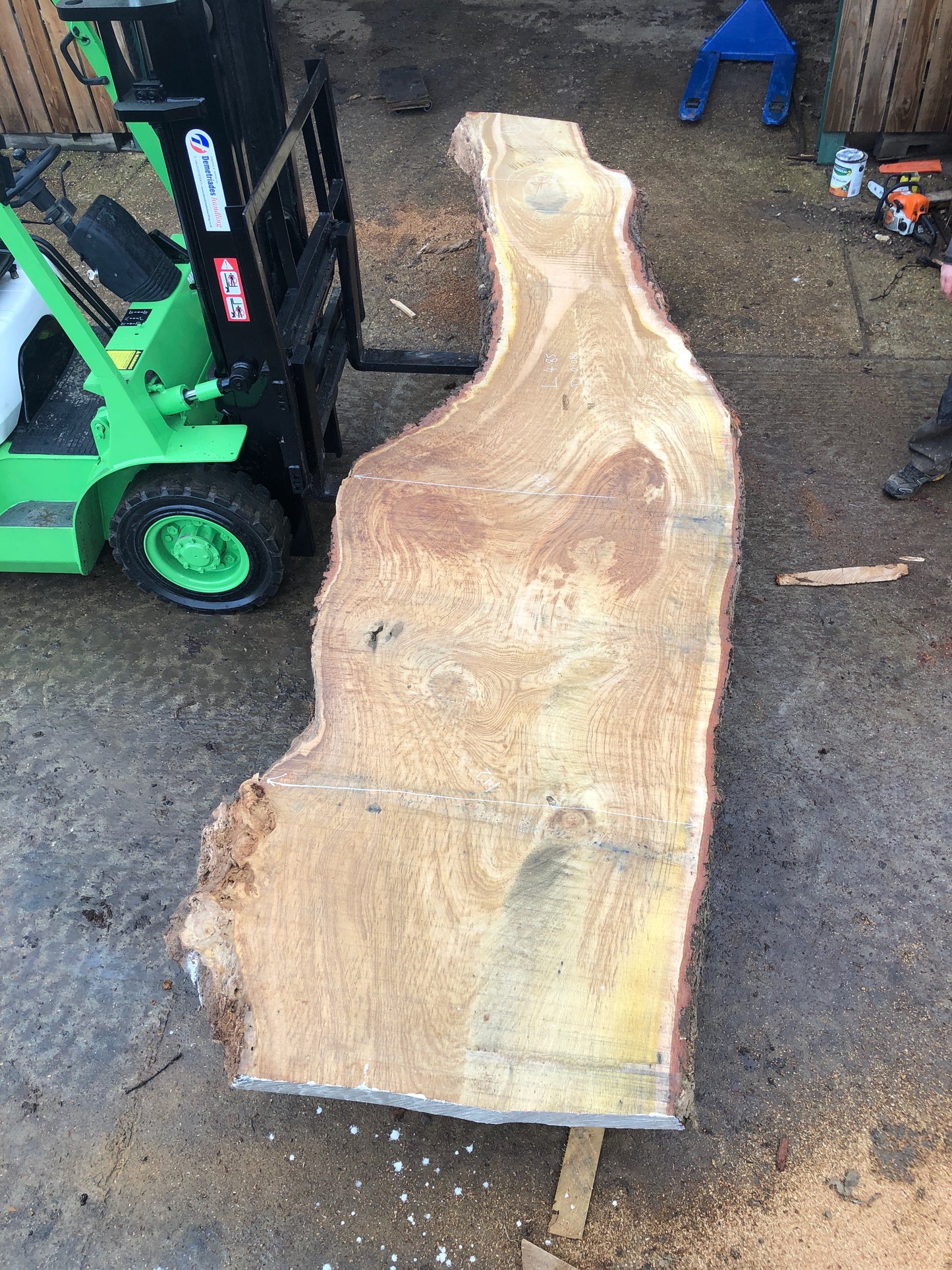 4.86m English Brown Oak Slab. Available March-April, 2024. Item #14.