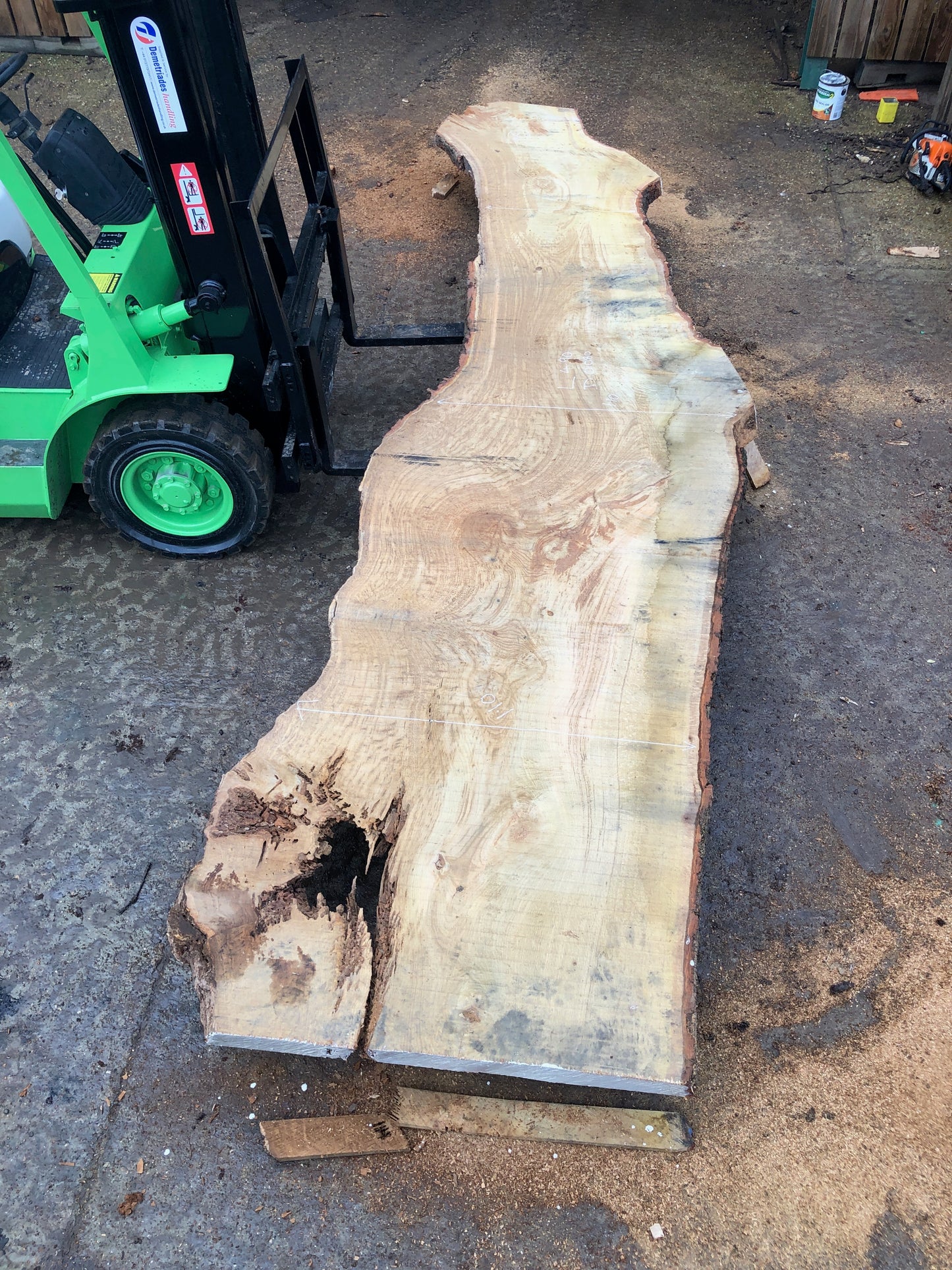 4.9m English Brown Oak Slab. Available March-April, 2024. Item #15.