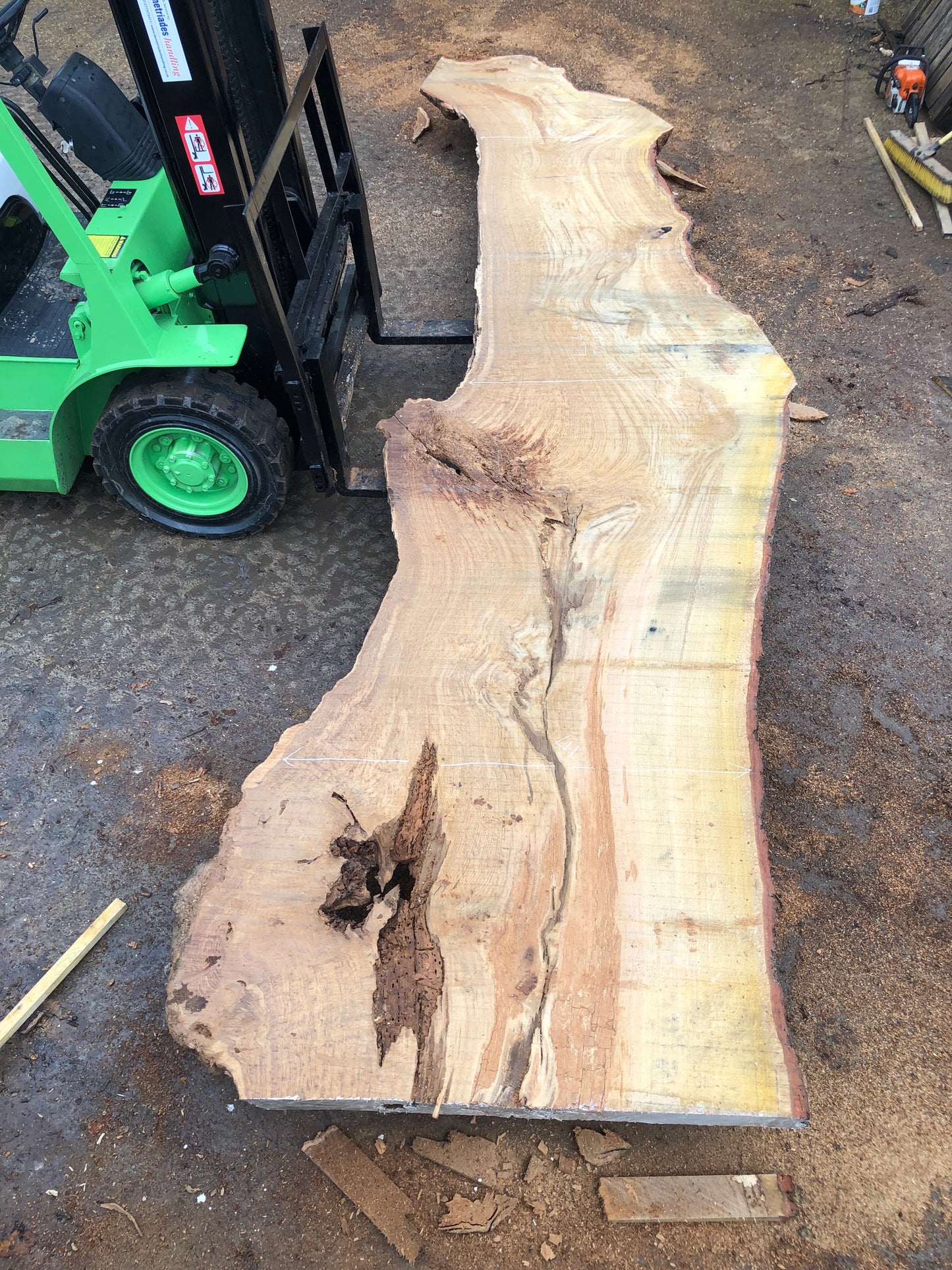 4.95m English Brown Oak Slab. Available March-April, 2024. Item #16.