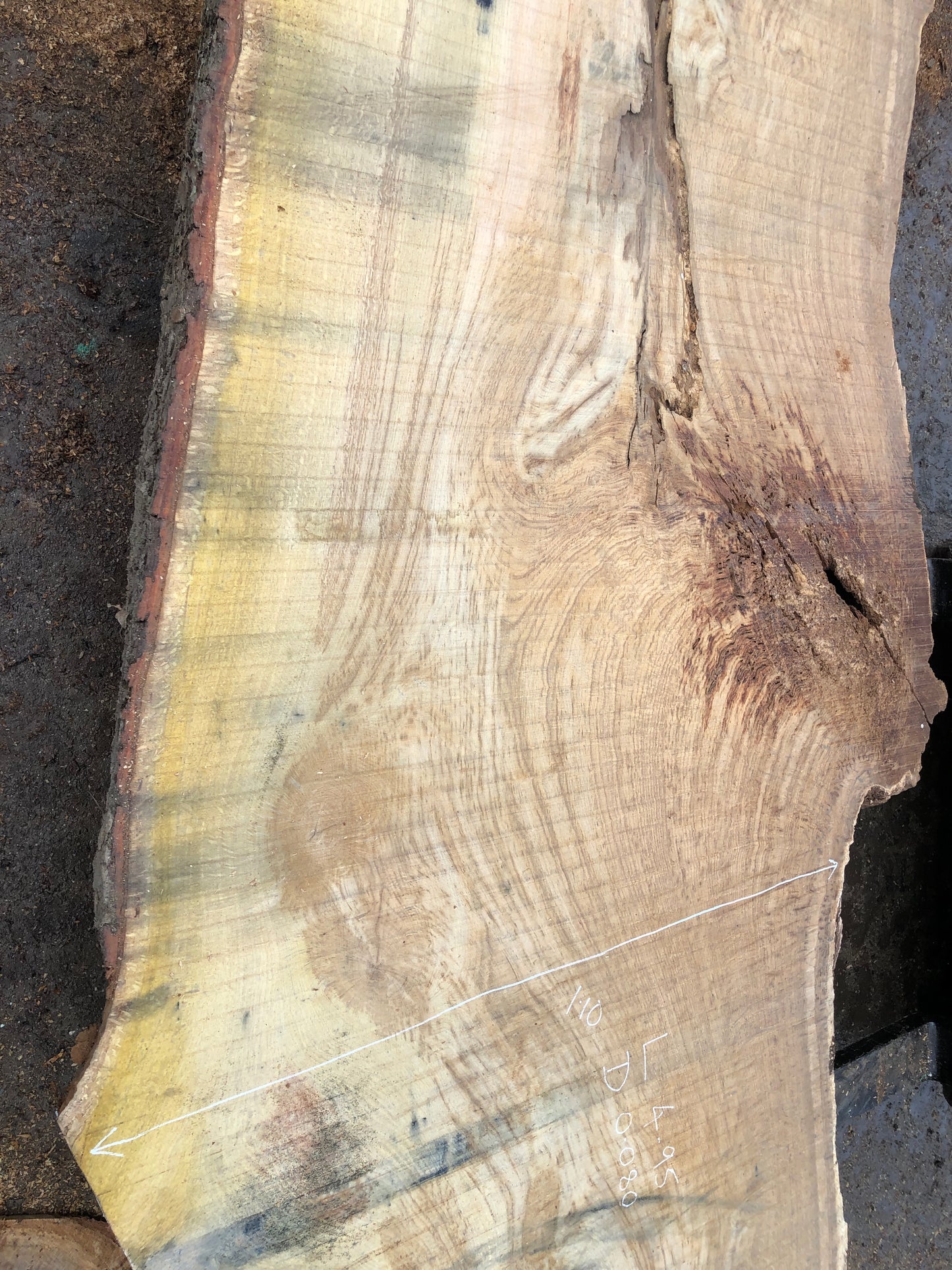 4.95m English Brown Oak Slab. Available March-April, 2024. Item #16.