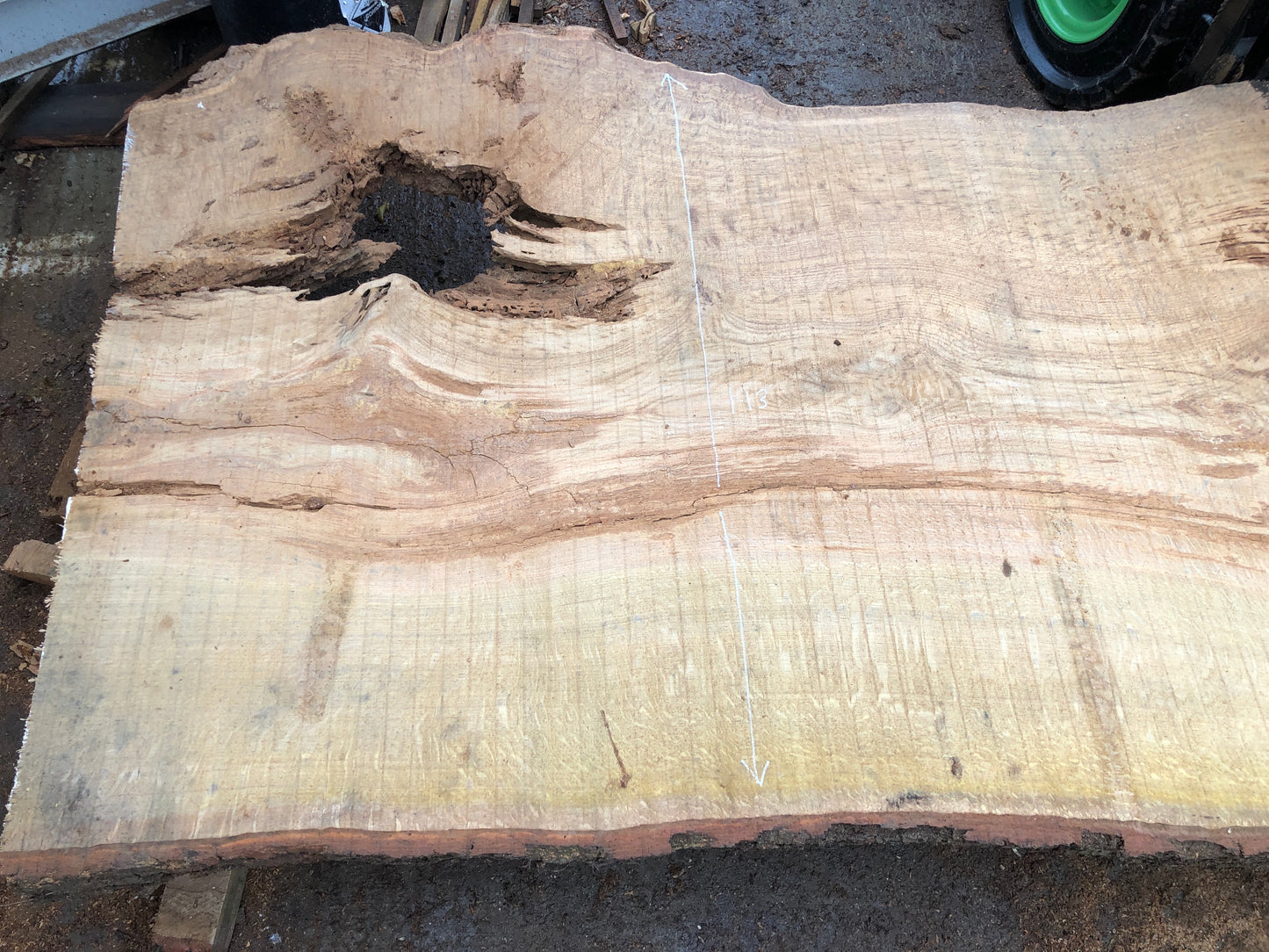 4.87m English Brown Oak Slab. Available March-April, 2024. Item #17.