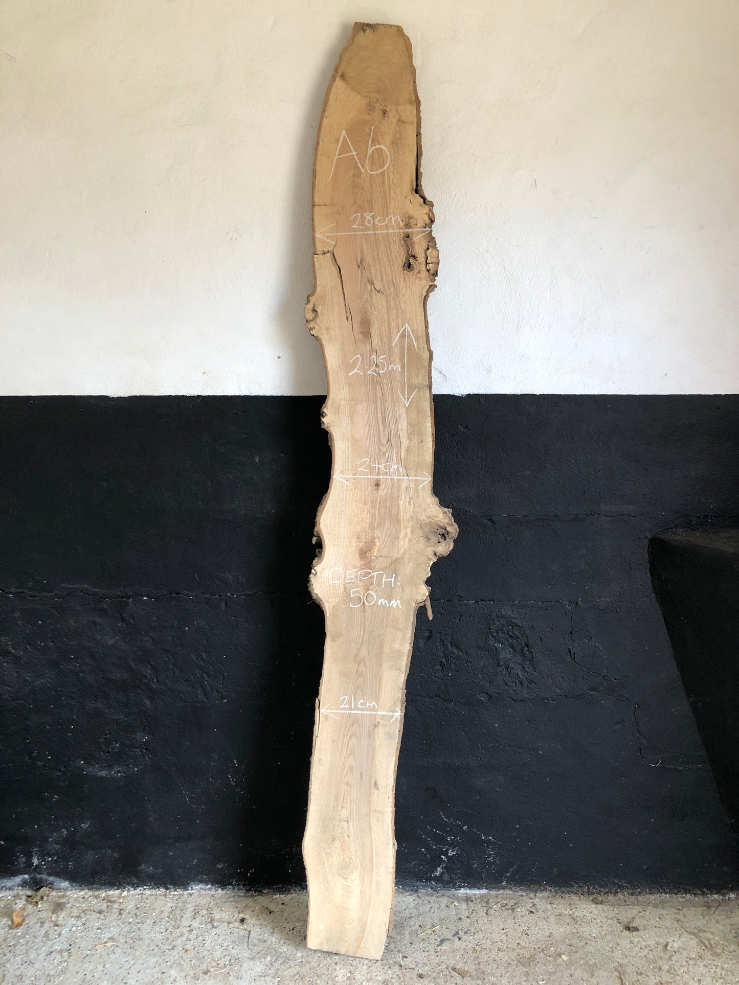 2.25m English ash slab / board. Light spalting. Item A6.
